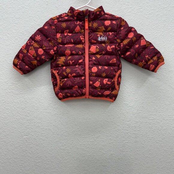 REI Reversible 650 Down Mushroom Tree Print Winter Jacket Coat Infant 12 Month